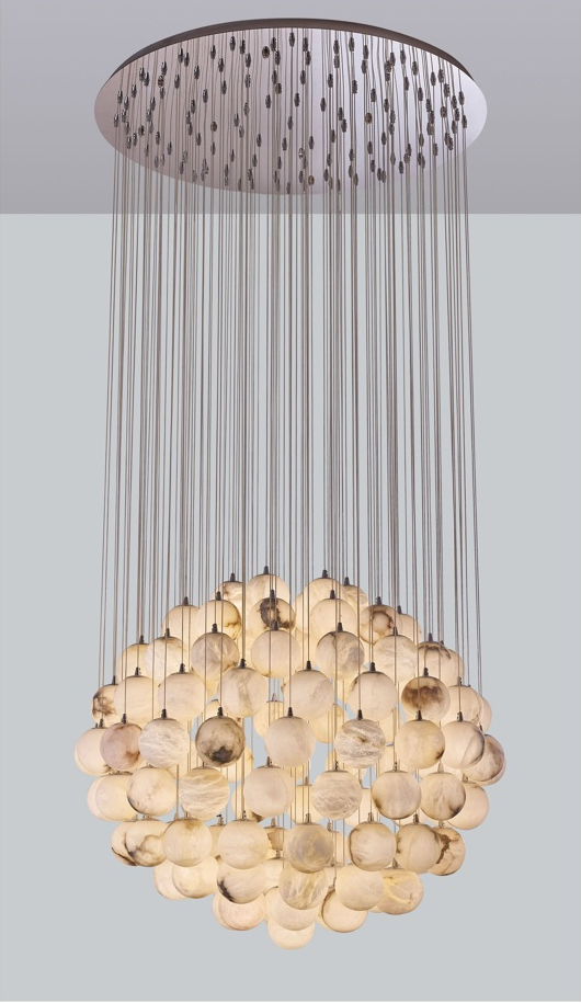 Natural Alabaster Disc Cluster Chandelier