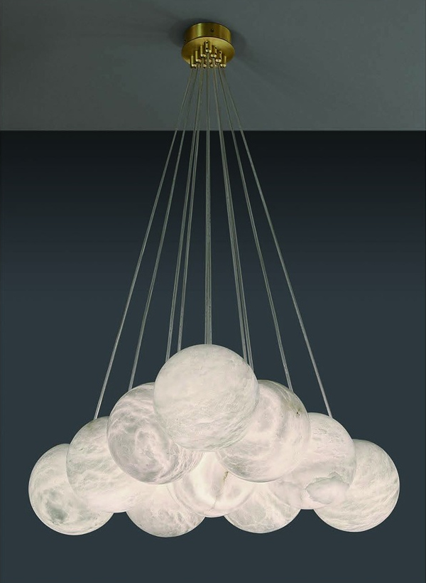 Natural Alabaster Cloud Disc Chandelier