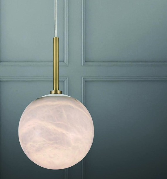 Natural Alabaster Globe Stem Pendant Light