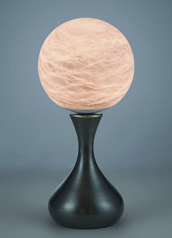 Natural Alabaster Globe Pedestal Table Lamp